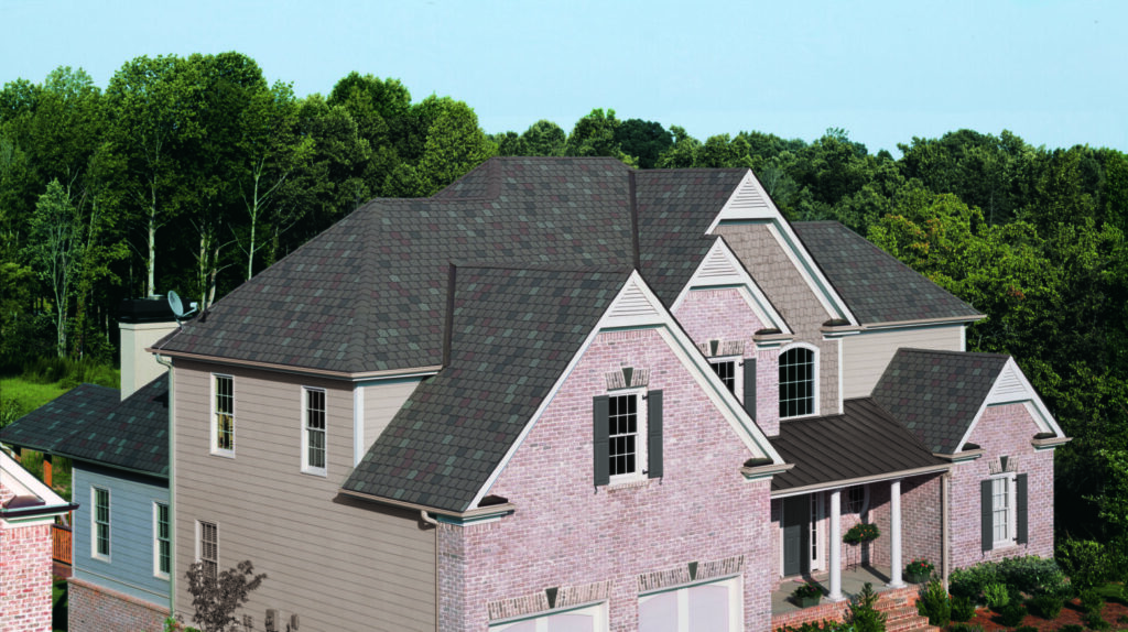 Owens Corning TruDefinition Duration architectural roof shingles in Colonial Slate color.