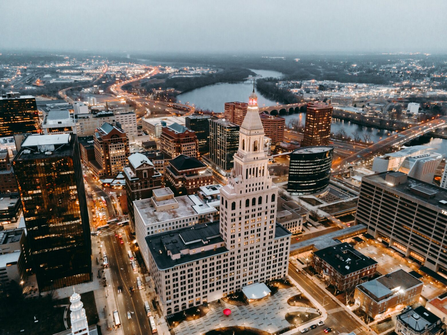 Hartford neighborhood aerial view
