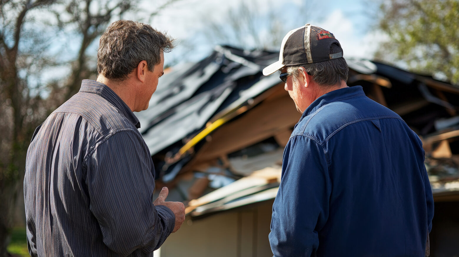 Contractor discussing roof repair